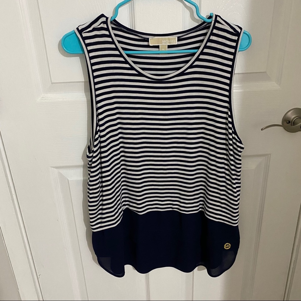 Michael Kors Navy and White Striped Tank